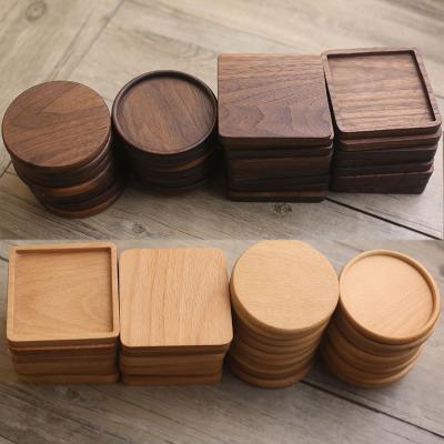 China Factory Stocked Supply Round Square Bamboo Custom Print Beer Coaster Wooden Walnut Drinks Coaster for sale