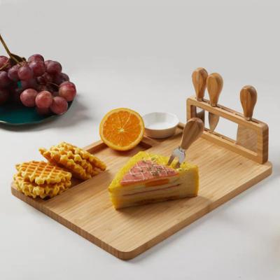 China Stored Most Popular Bamboo Cheese Board Set With Cutlery In Slide Out Drawer Cheese Tray Cutting Board Wholesale for sale