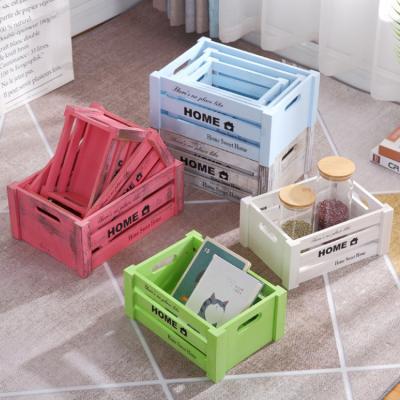 China Hot Selling Storage Box Wooden Crates Supermarket Rustic Display Stored Decorative Solid Wood Box for sale