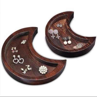 China 100% Serving Tableware Tray Crescent Tray 2Pcs Handmade Wooden Food Decoration Tray Artistic Moon Star Party for sale