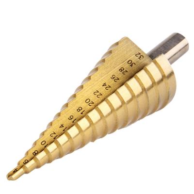 China Fast Speed ​​Drilling 4-32mm HSS Step Drill Bits Metal Firewood Drill Bit Splitter Hss Wood Drill Bits for sale