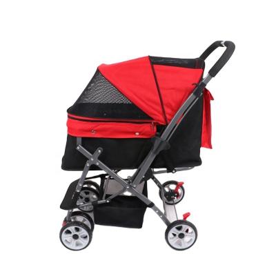 China Durable Luxury Travel 6 Wheel Dogs Pet Trolley Folding 1 Seat Pet Stroller Red Color Large Heavy Duty Multifunctional Pet Stroller for sale