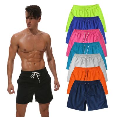 China Anti-wrinkle custom colors 100% Polyester Mens Summer Solid Color Beachwear Inside Mesh Wholesale Trunk Men Swim Shorts for sale