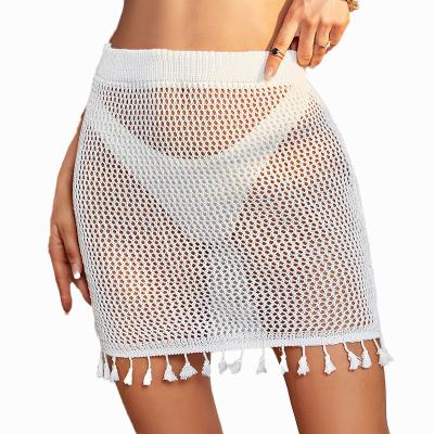 China Knitted Breathable Summer Swimwear Women Sexy Tassels Cover Up Swimwear and Skirt Bikini Beach Wear for sale