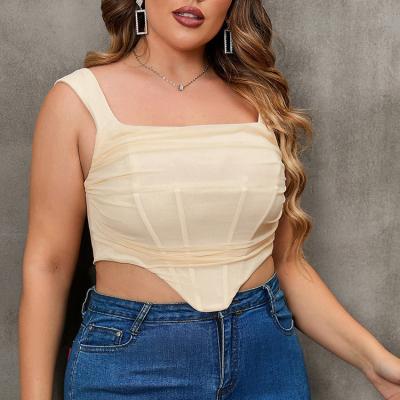 China Plus Size Summer Plus Size Women's Clothing Sexy Backless Square Neck Over Waist Women's Vest for sale