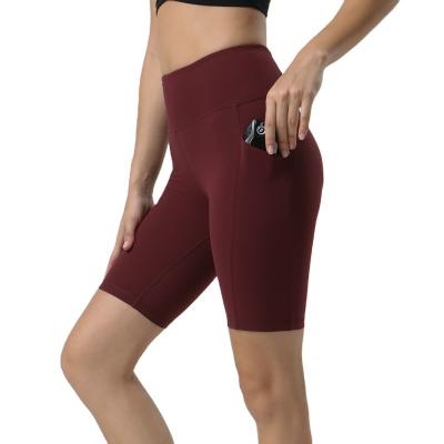 China Sweat-Wicking 2021 New Naked Feel Yoga High Waist Sports Shorts On Wear Pants Fitness Yoga Quick Dry Cycling Shorts With Side Pockets for sale