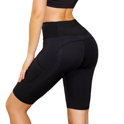 China New Product Solid Color QUICK DRY Fitness Use Women's Activewear Overall Gaiters Butt High Waist Lifting Shorts With Pockets for sale