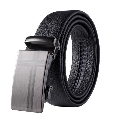 China Wholesales Fashion Leisure Fashion Alloy Automatic Buckle Black Customized Casual Black PU Iron Leather Belt For Men for sale