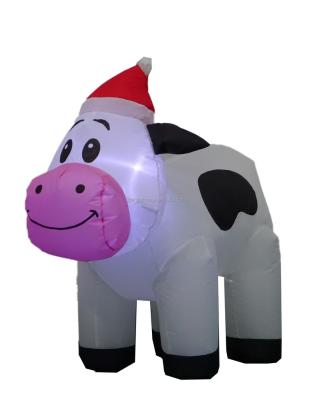 China Polyester Christmas cow has led the light polyester decoration inflatable toy for sale