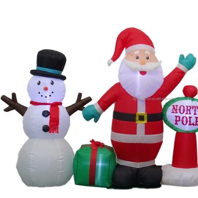 China Christmas Santa of polyester with the snowman and the penguin and the gift box led the light polyester decoration toy for sale