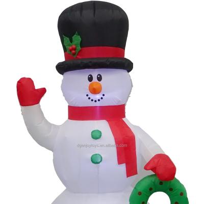 China Polyester's Christmas snowman with green garland led the light polyester decoration toy for sale