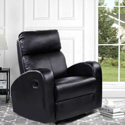 China Foldable High Quality Recumbent Black Push Back Chair Leather Recliner Chair For Home for sale