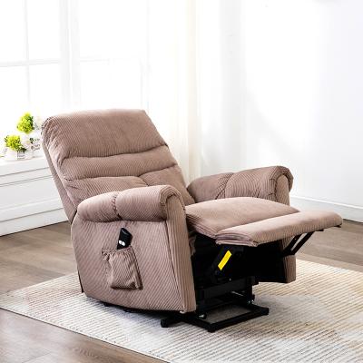 China LVB-2008 Foldable Electric Power Lift Chair Comfort Recliner Rising Recliner Brown Fabric for sale