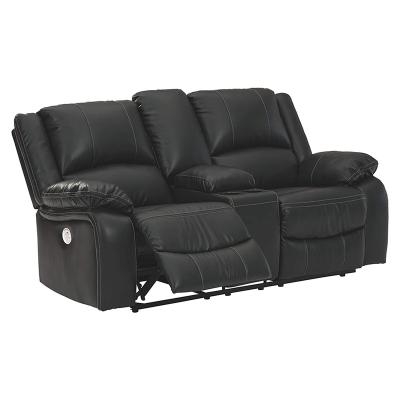 China Massage 2 Seater Black PU Sofa Loveseat Leather Recliner Sofa For Living Room for sale