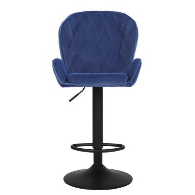 China Blue Bar Chair (Height) OEM & ODM Adjustable Back High Velvet With Matel Leg for sale