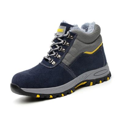 China Suede Cow Leather Blue Steel Toe winter ShoesBreathable Non Slip Durable Men Safety Shoes for sale