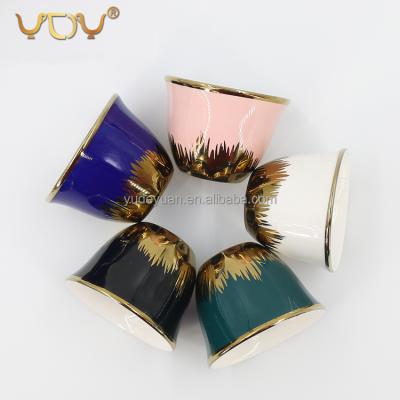 China Various colors gold rim custom design viable bone 90cc 12pcs cawa cups custom logo bone cawa cups for sale