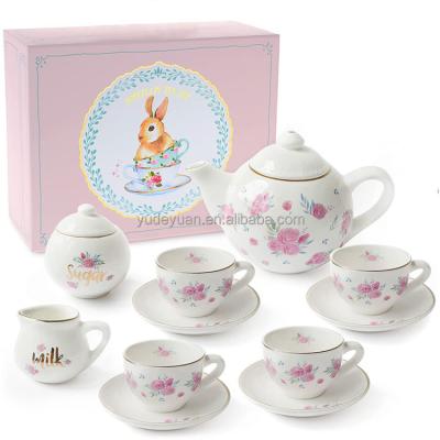 China Floral Design Ceramic Luxury Fine Bone China Glazed Coffee Viable Hot Selling Elegant Tea Set for sale