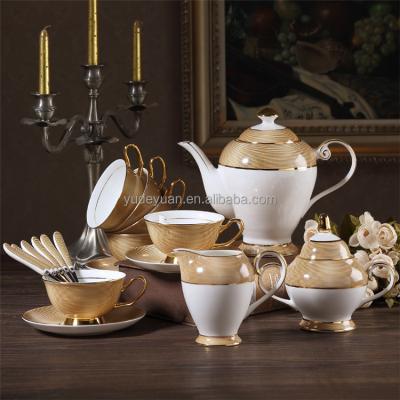 China British Sugar Porcelain Ceramic Coffee Set Viable Luxury Bone China Creamer Set Gold for sale