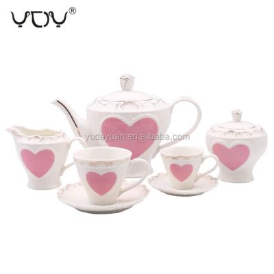 China Sustainable European Style Embossed Ceramic Bone Color Glazed 29pcs New Coffee Set for sale