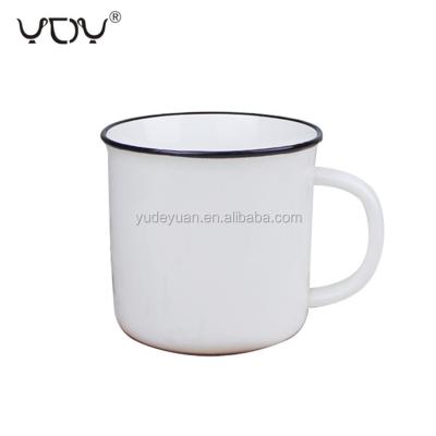 China Large Capacity 300ml 400ml 500ml Viable Cheap Logo Printing Enamel Ceramic Custom Coffee Mug for sale