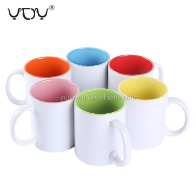 China Sublimation Porcelain Printing Plain Logo Plain 11Oz Coffee Custom Viable White Ceramic Empty Milk Printed Mug Color Interior for sale