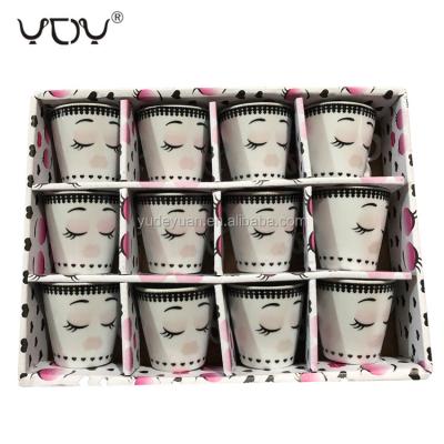 China Funny Viable Series 100cc 160cc Smiling Porcelain Tea Coffee 12pcs Cup Gift Set Hot Sale In Palestine for sale