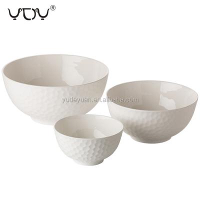 China Sustainable Serving Salad Noodle Small Embossed Custom Printed Cheap White Ceramic Bowl for sale