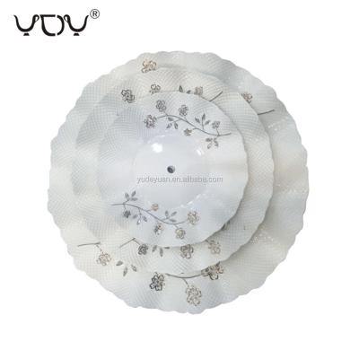 China Sustainable Luxury Cake Plate And Server Set Wedding Gold Edged Flower Embossed Round Porcelain Plate 3 Tier Cake Stand Plates Set for sale