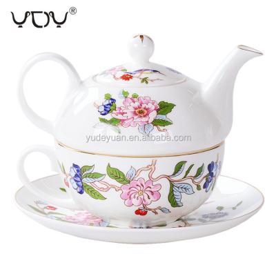 China Sustainable Design 3pcs Flower Western Custom Porcelain Arabic Ceramic Teapot for sale