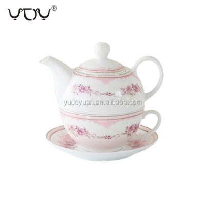 China New Viable Bone China Bone China Custom Flower Pattern Coffee Teapot Set For One for sale