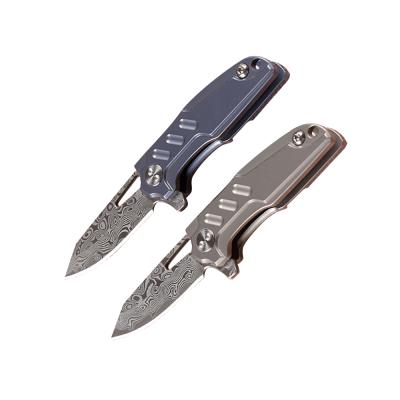 China Camping Knife Mini Pocket Knife Outdoor Camping Tools Damascus Steel Folding Knife for sale