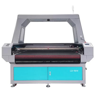 China VISION SYSTEM LD1614-CO2 Laser Cutting Machine For Digital Printed Roll Cloth Auto Feeding Double Large Asynchronous Head for sale