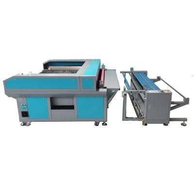 China Auto Feeding Auto Feeding Dual Head Asynchronous Auto Patch 1810 CO2 100W/150W Fabric Laser Cutting Machine for sale