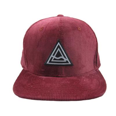 China JOINT Custom Woven Patch Claret Corduroy Hats 6 Panel Snapback Caps Embroidered Hip Hop Corduroy Snapback Hat for sale