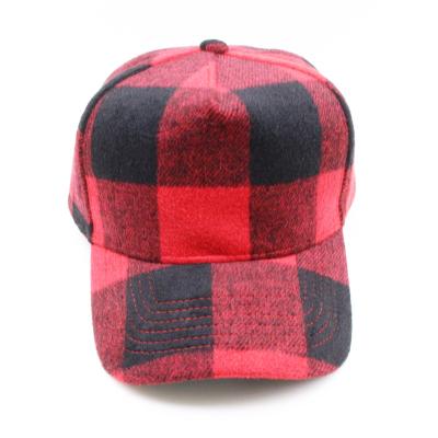 China COMMON Wholesale Custom Logo Wool Plaid Embroidery 5 Panel Unisex Hat for sale