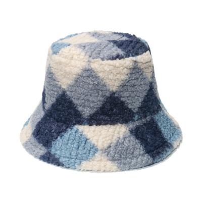 China COMMON Outdoor Solid Soft Warm Winter Women Custom Fuzzy Diamond Fur Bucket Hat for sale