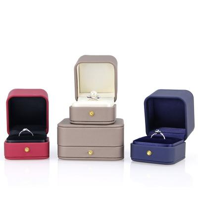 China Fashion Drawer Box Bottom One Lid Packaging Factory Direct Sales Creative Corner Rounded PU Leather Ring Bracelet Jewelry Gift Packaging Box Hanging Jewelry Box With custom logo for sale