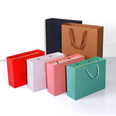 China Recycled Kraft Paper Materials Custom Paper Bags Portable Solid Color Bag for sale