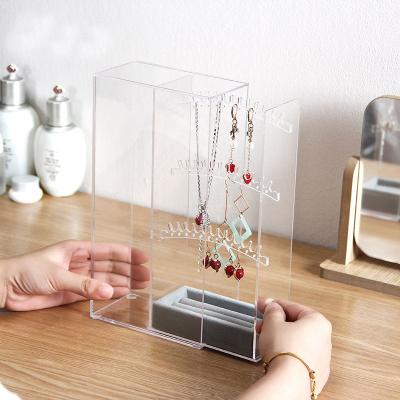 China Fashion factory wholesale perspex pendant jewelry display with back transparent acrylic metal hook necklace stand bracelet display racks for sale