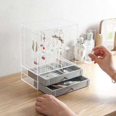 China Fashion Custom Gift Set Drawers Revolving Stand Body Block Acrylic Piercing Jewelry Display Case for sale