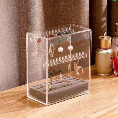 China Fashion Jewelry Box Acrylic Jewelry Organizer, Velvet Jewelry Organizer Small Clear Travel Jewelry Case for sale