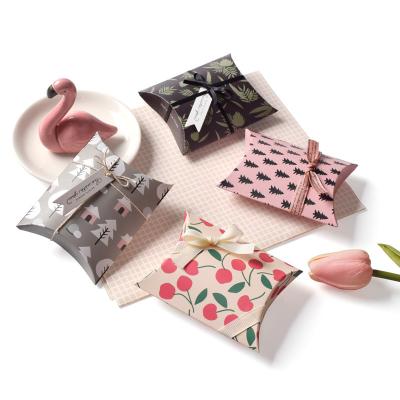 China Recycled Materials Korean Style Small Accessories Packaging Box Stain Paper Box Logo Folding Pillow Shaped Custom Paper Small Gift Box for sale