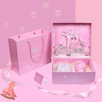 China Recycled Materials Package Custom Pink Luxury Wig Gift Box For Hair Packaging for sale