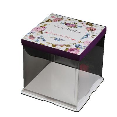 China Recycled simple double layer materials transparent birthday cake box intensified square gift box 6/8/10 inch custom logo cake boxes for sale