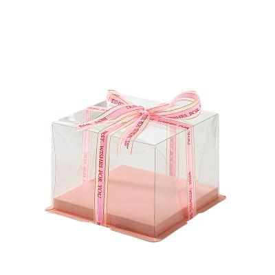 China Recycled Wedding Cake Materials Transparent Clear Plastic Box Square Luxury Cake Box for sale