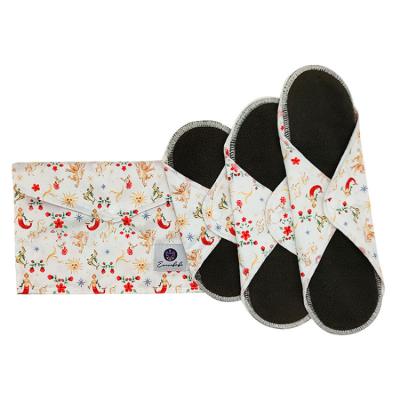 China Lady Sanitary Napkin Pads Women Charcoal Washable Reusable Eco-Friendly Cloth Menstrual Sanitary Pad Sets for sale