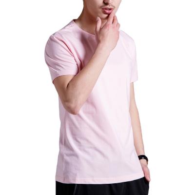 China High quality factory fashion clothing wholesale anti-pilling men clothes plain pink men's round neck T-shirt for sale