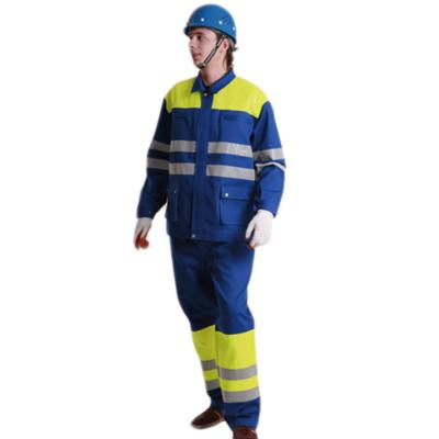 China Windproof Flame Retardant Suits 5cm Reflective Brand Safety Workwear Uniforms Split Overalls Working For Men for sale