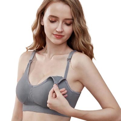 China Pregnant Women Viable Without Rims Steel Front Open Button Bra Large Size Nursing Gather Nursing Bra Underwear Slightly for sale